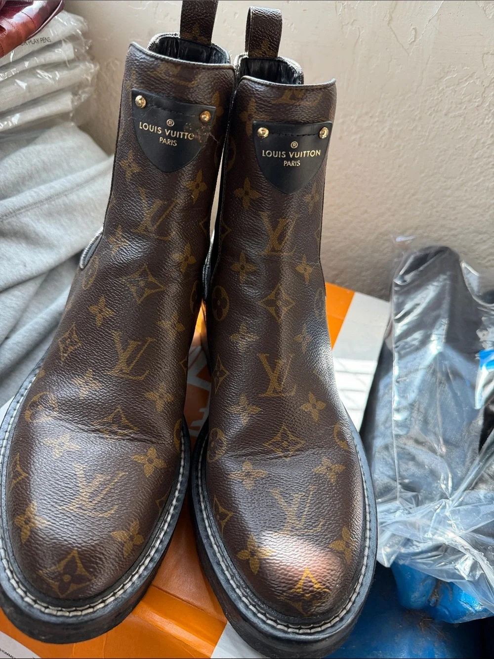 Louis Vuitton Monogram Pull-On Chelsea Boots in Brown